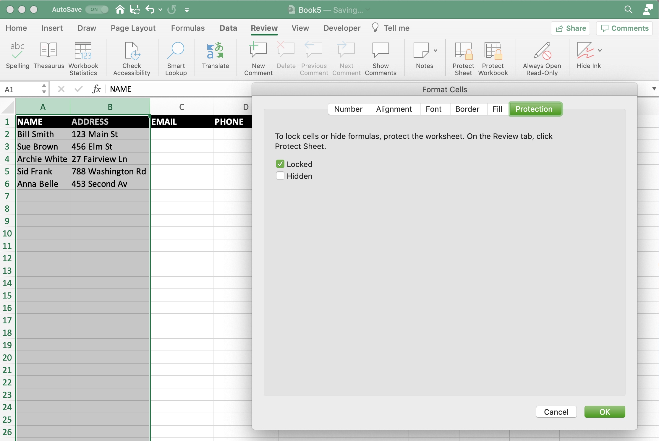 option + function in excel for mac
